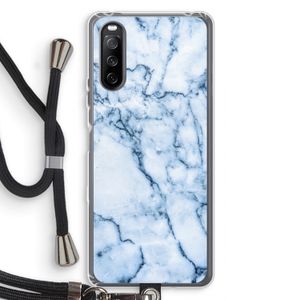 Blauw marmer: Sony Sony Xperia 10 III Transparant Hoesje met koord
