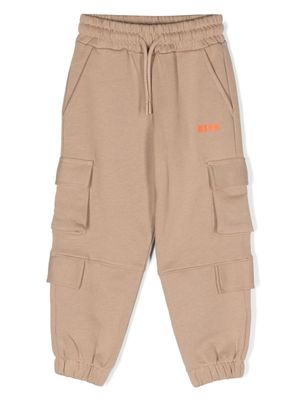 MSGM Kids pantalon de jogging en coton à poches cargo - Tons neutres