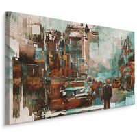 Schilderij - grote stad in abstractie, print op canvas, wanddecoratie