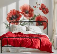 Pavot bloemen slaapkamer muursticker - thumbnail