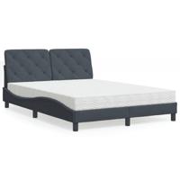 Bed met matras fluweel donkergrijs 140x200 cm