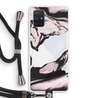 Roze stroom: Samsung Galaxy A71 Transparant Hoesje met koord