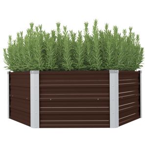 Plantenbak verhoogd 129x129x46 cm gegalvaniseerd staal bruin