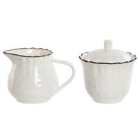Melk- en Suikerpot Home ESPRIT Wit Bruin Porselein 250 ml 12 x 8,4 x 8 cm 2 Onderdelen