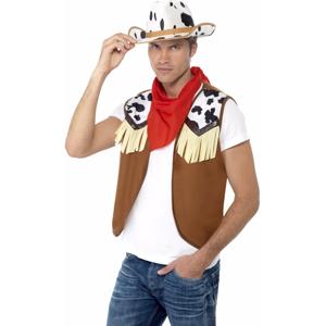 Carnaval Cowboy verkleed setje voor heren - vestje - cowboyhoed - sjaal