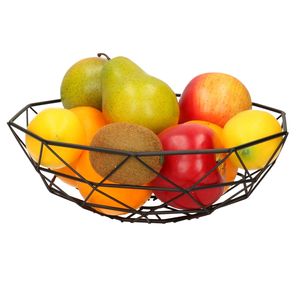 Metalen fruitmand/fruitschaal zwart rond 28 x 9 cm