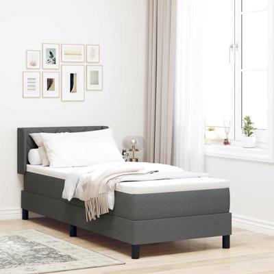 Boxspringbed met matras - donkergrijs, 80 x 200 cm stof