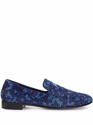 Giuseppe Zanotti mocassins Lewis à ornements strassés - Bleu