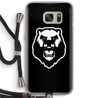Angry Bear (black): Samsung Galaxy S7 Transparant Hoesje met koord