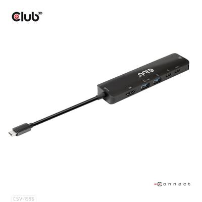 club3D Club3D USB-6-in1-HUB USB-C - HDMI/2xUSB/ USB-C (USB 3.2 Gen 2) multiport hub Zwart