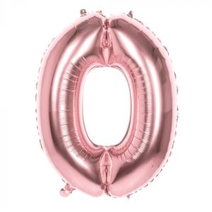 Folieballon &apos;0&apos; Roségoud groot