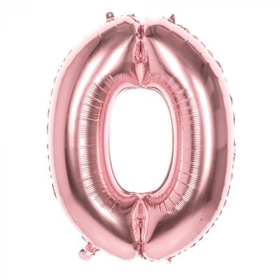 Folieballon &apos;0&apos; Roségoud groot