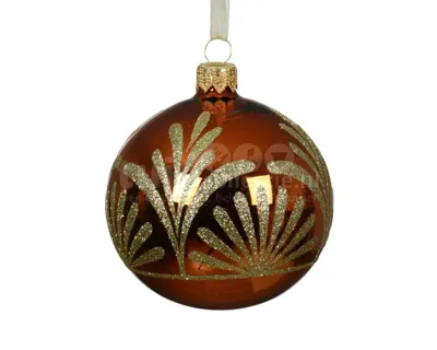 Kerstbal Glas Glitter Ø8cm Warm Cider 1st
