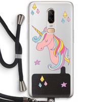 Roze eenhoorn: OnePlus 6 Transparant Hoesje met koord
