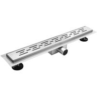 Chromen RVS Douchegoot met Rooster en Vloerflens - 80cm