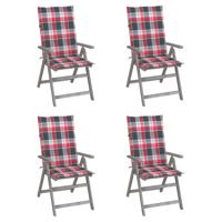 Tuinstoelen 4 st verstelbaar met kussens massief acaciahout