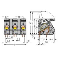 WAGO 2716-203 Veerkrachtklemblok 6.00 mm² Aantal polen 3 Grijs 30 stuk(s)