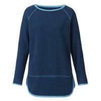 Fleece pullover met contrasterende randen van bio-katoen, nachtblauw/jeansblauw Maat: 36/38