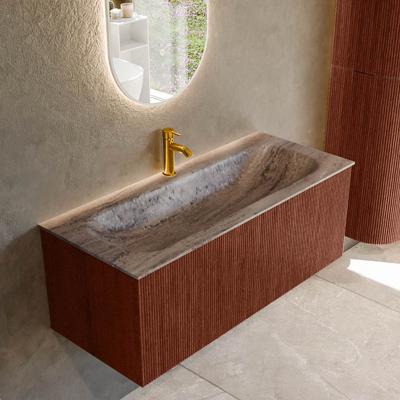 Badmeubel Mondiaz Kurve-Dlux | 110 cm | Meubelkleur Ruby | Wastafelkleur Oza | Solid surface | Wasbak midden spoelbak | 1 kraangat