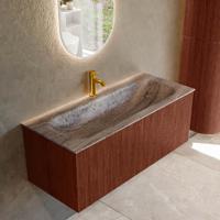 Badmeubel Mondiaz Kurve-Dlux | 110 cm | Meubelkleur Ruby | Wastafelkleur Oza | Solid surface | Wasbak midden spoelbak | 1 kraangat