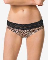 HEMA Damesbrazilian micro met kanten tailleband luipaard naturel (naturel)