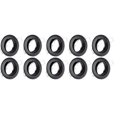 Spot Armatuur 10 Pack - GU10 Inbouwspot - Rond - Zwart - Aluminium - Kantelbaar Ø82mm