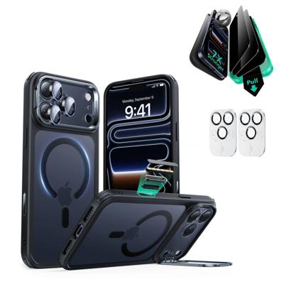 iPhone 17 Pro Max Bundle Classic Hybrid Magnetic Case (Camera Control, Stash Stand) and Armorite Privacy Screen Protector - Frosted Black iPhone 17 Pro Max Bundle Classic Hybrid Magnetic Case (Camera Control, Stash Stand) and Armorite Privacy Screen Protector - Frosted Black