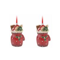 2x Kersthangers cadeauzak 8 cm kerstboomversiering - Kersthangers - thumbnail