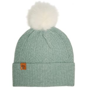 Stone Valley Merino Wol Beanie in Groen met Pompon