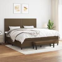 Boxspring met matras stof donkerbruin 200x200 cm