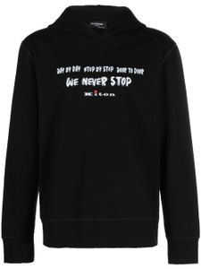 Kiton hoodie en coton à slogan imprimé - Noir