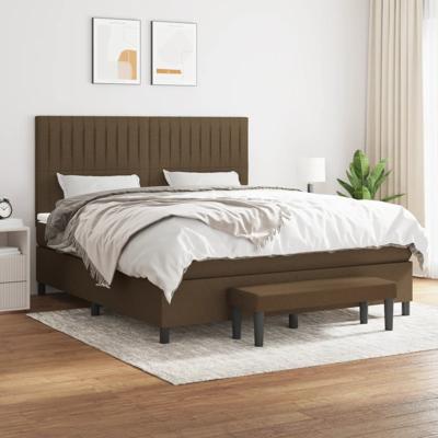 Boxspring met matras stof donkerbruin 180x200 cm