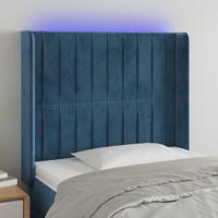 Hoofdbord LED 103x16x118/128 cm fluweel donkerblauw