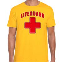 Lifeguard verkleed t-shirt heren - strandwacht/carnaval outfit - geel - thumbnail