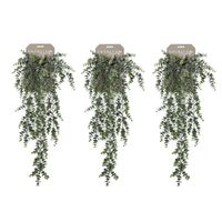 3x Kantoor kunstplanten groene Eucalyptus hangplant/tak 75 cm