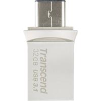 Transcend JetFlash® 890 USB-stick smartphone/tablet Zilver 32 GB USB-A 3.2 Gen 2, USB-C