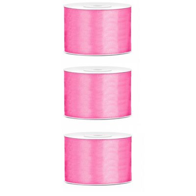 3x Hobby/decoratie roze satijnen sierlinten 5 cm/50 mm x 25 meter