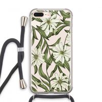 Wit bloemenpatroon: iPhone 7 PLUS Transparant Hoesje met koord