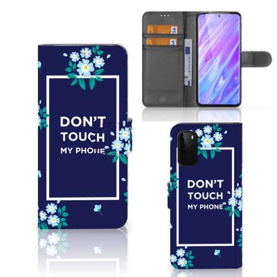 Samsung Galaxy S20 Portemonnee Hoesje Flowers Blue DTMP Samsung Galaxy S20 Portemonnee Hoesje Flowers Blue DTMP