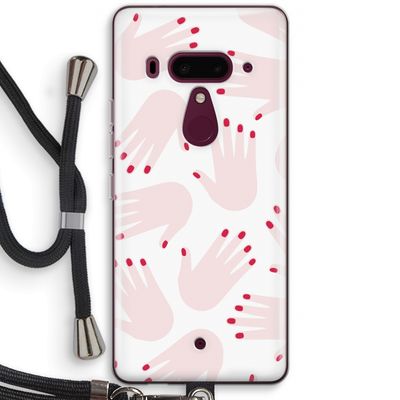 Hands pink: HTC U12+ Transparant Hoesje met koord