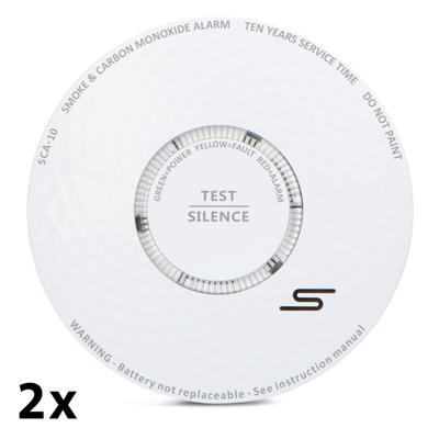 Alecto SCA-10 2x - Rookmelder en koolmonoxidemelder in één, 2 pack