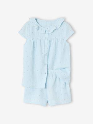 Pyjamabroekje voor meisjes in katoenen mousseline hemelsblauw