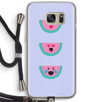Smiley watermeloen: Samsung Galaxy S7 Transparant Hoesje met koord