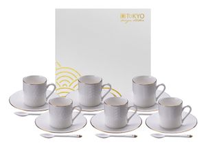Wit/Goude Espressoset - Nippon White - Set van 18 stuks - 80ml