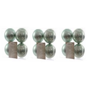 12x Kunststof kerstballen glanzend/mat mintgroen 10 cm kerstboom versiering/decoratie   -