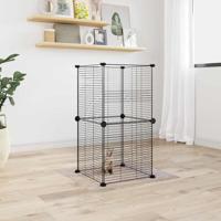 VidaXL Huisdierenkooi met 8 panelen 35x35 cm staal zwart