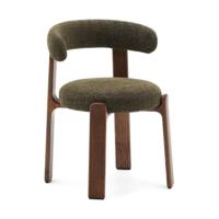 Kave Home Granite eetkamerstoel chenille Groen/walnoot