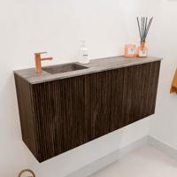 Toiletmeubel Mondiaz Joya Dlux | 90 cm | Meubelkleur Walnut | Faye wastafel Oza Wasbak Links | 1 kraangat