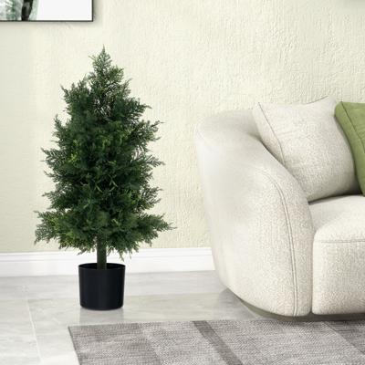 80cm Kunstmatige Dennenboom met Plastic Pot Nep Vormsnoei Ceder met Lichtechte Bladeren Nep Decoratieve Plant voor Binnen Buiten