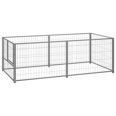 Hondenkennel 200x100x70 cm staal zilverkleurig